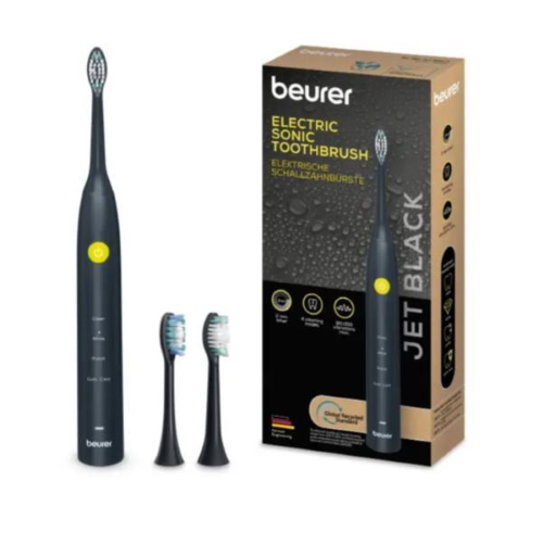 BEURER SC 30 SONIC SPAZZOLINO ELETTRICO RICARICABILE 4 PROGRAMMI TECNOLOGIA A ULTRASUONI CON 2 TESTINE NERO